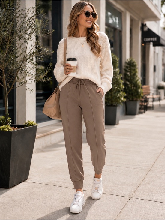 Zenana Outfitters Pants - Zenana Mocha Scuba Drawstring Jogger Style Sweatpants (ROP-4053D4) NWOT S #2561